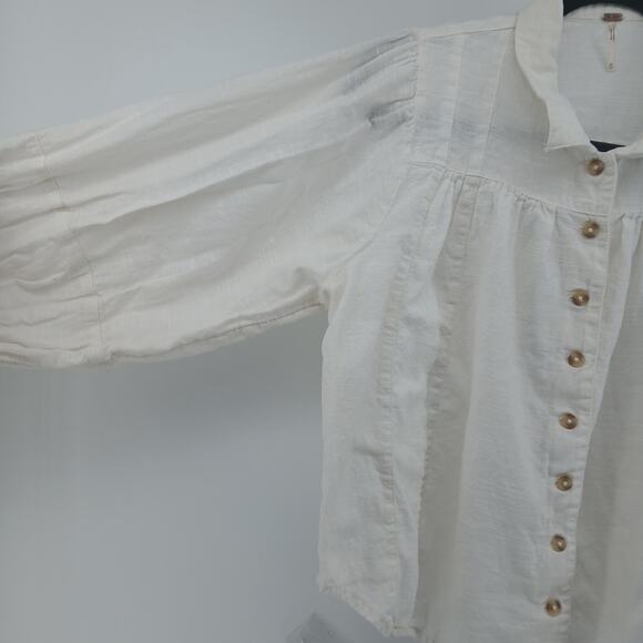 Free People Kiss Kiss Blouse XS Oversize Boho Cottage Renaissance Romantic - Picture 4 of 12